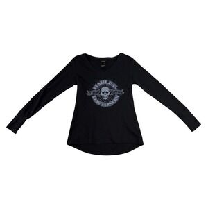 Harley-Davidson Long Sleeve Thermal Shirt M Black Thumb Hole Biker Fitted Top